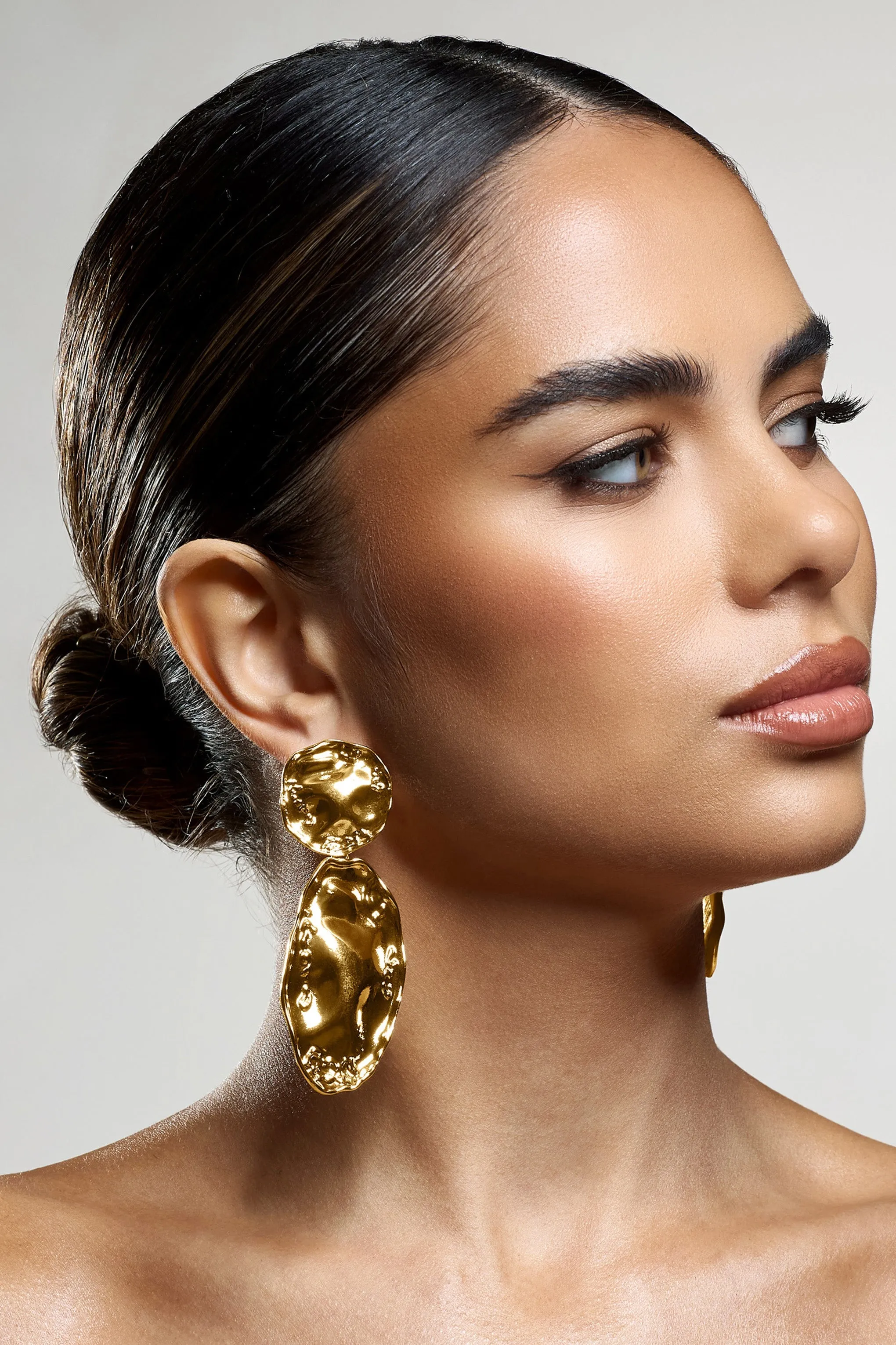 Zen | Gold Abstract Drop Circle Earrings sold by Club L London product image thumbnail 3
