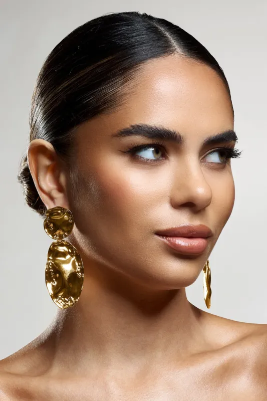 Zen | Gold Abstract Drop Circle Earrings sold by Club L London