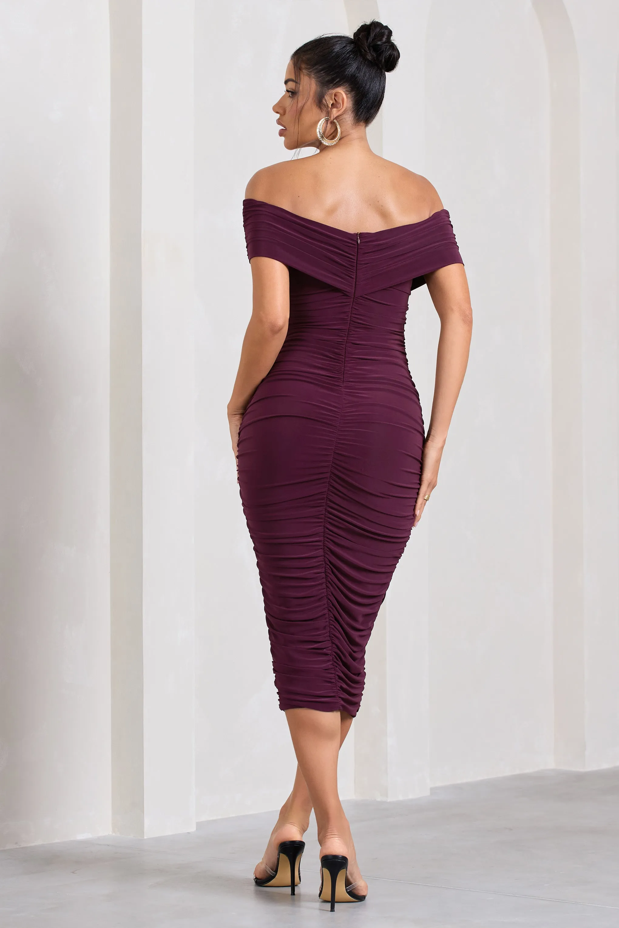 Amanda | Cherry Twisted Wrap Bardot Midi Dress sold by Club L London product image thumbnail 2