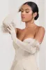 Spicy Signs | Champagne Long-Sleeved Feather Gloves sold by Club L London