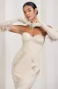 Spicy Signs | Champagne Long-Sleeved Feather Gloves sold by Club L London