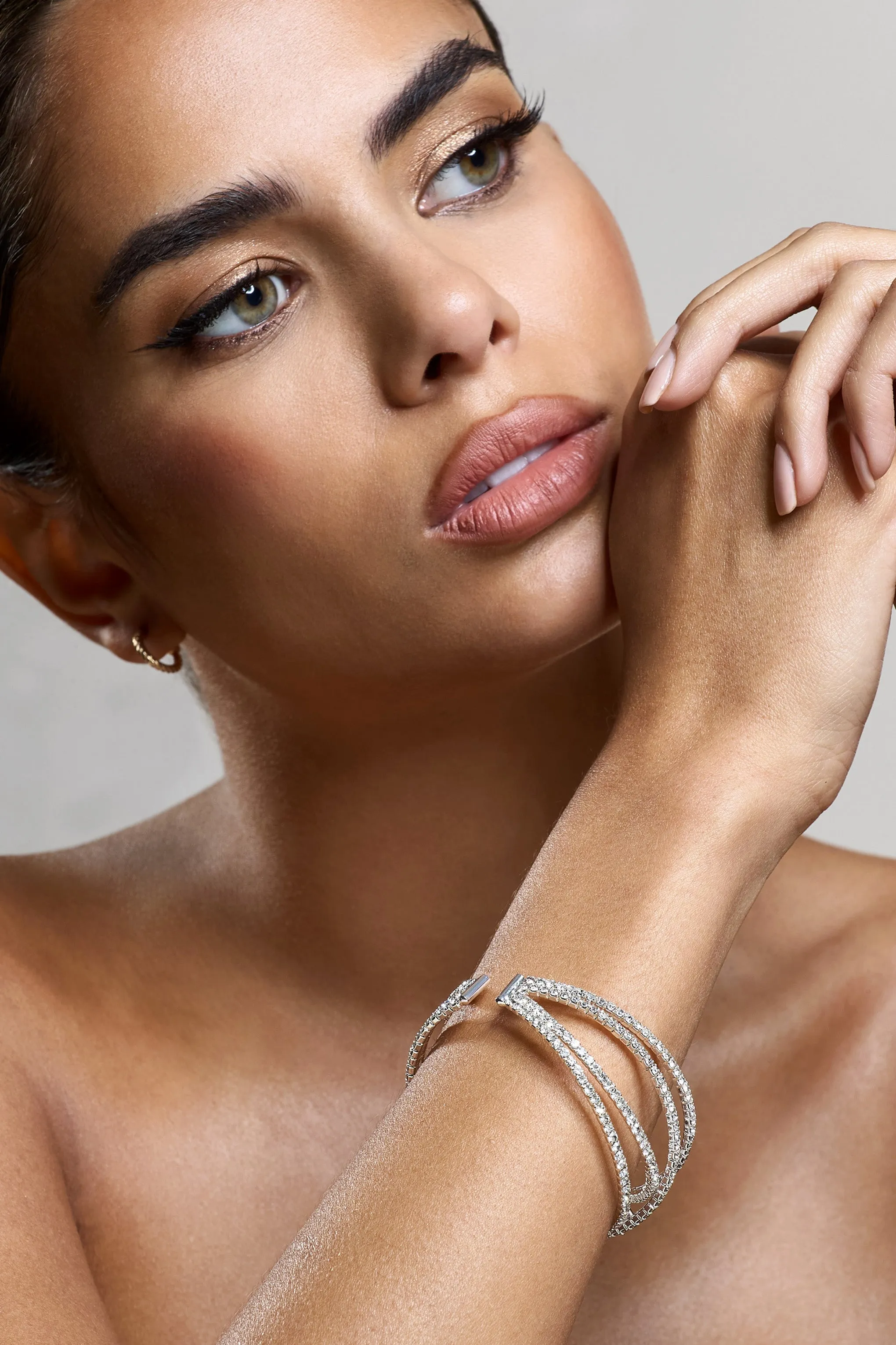 Heloise | Silver Diamante Layered Bracelet sold by Club L London product image thumbnail 5