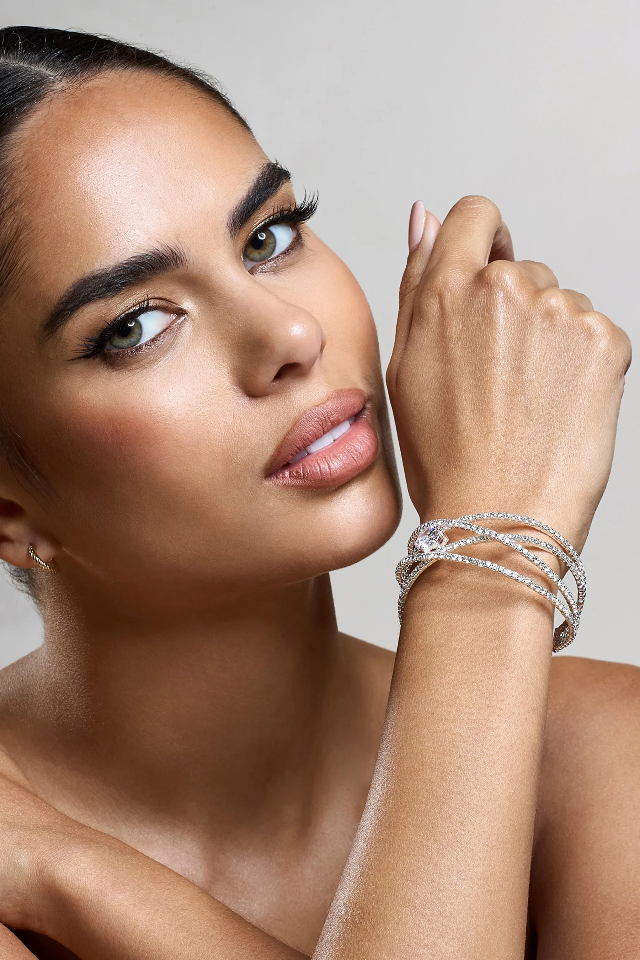 Heloise | Silver Diamante Layered Bracelet sold by Club L London product image thumbnail 4