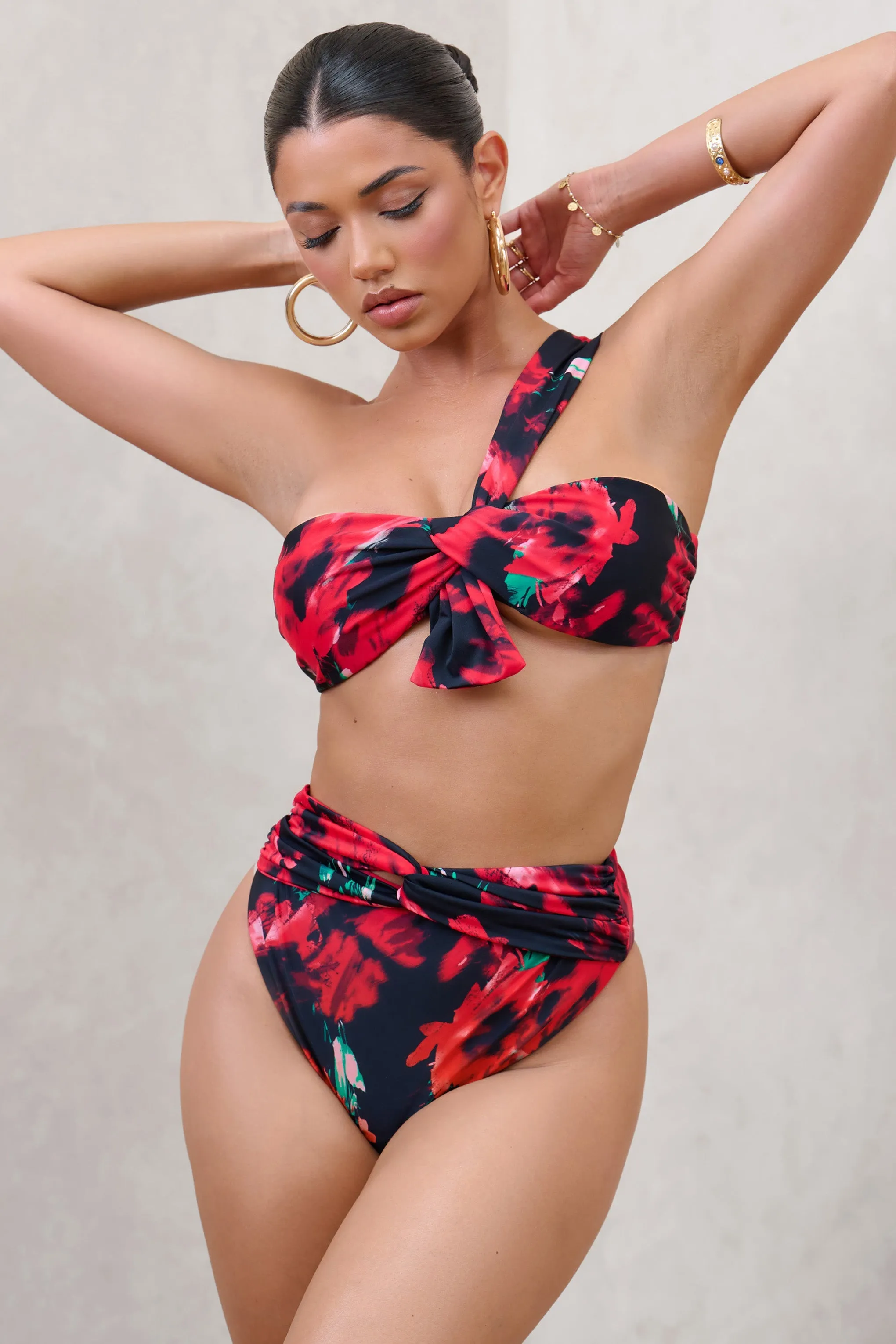High Tide | Multi Print High Waisted Twist Front Bikini Bottoms sold by Club L London product image thumbnail 4