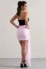 Sweetie | Black & Pink Ruched Mini Dress With Drape sold by Club L London