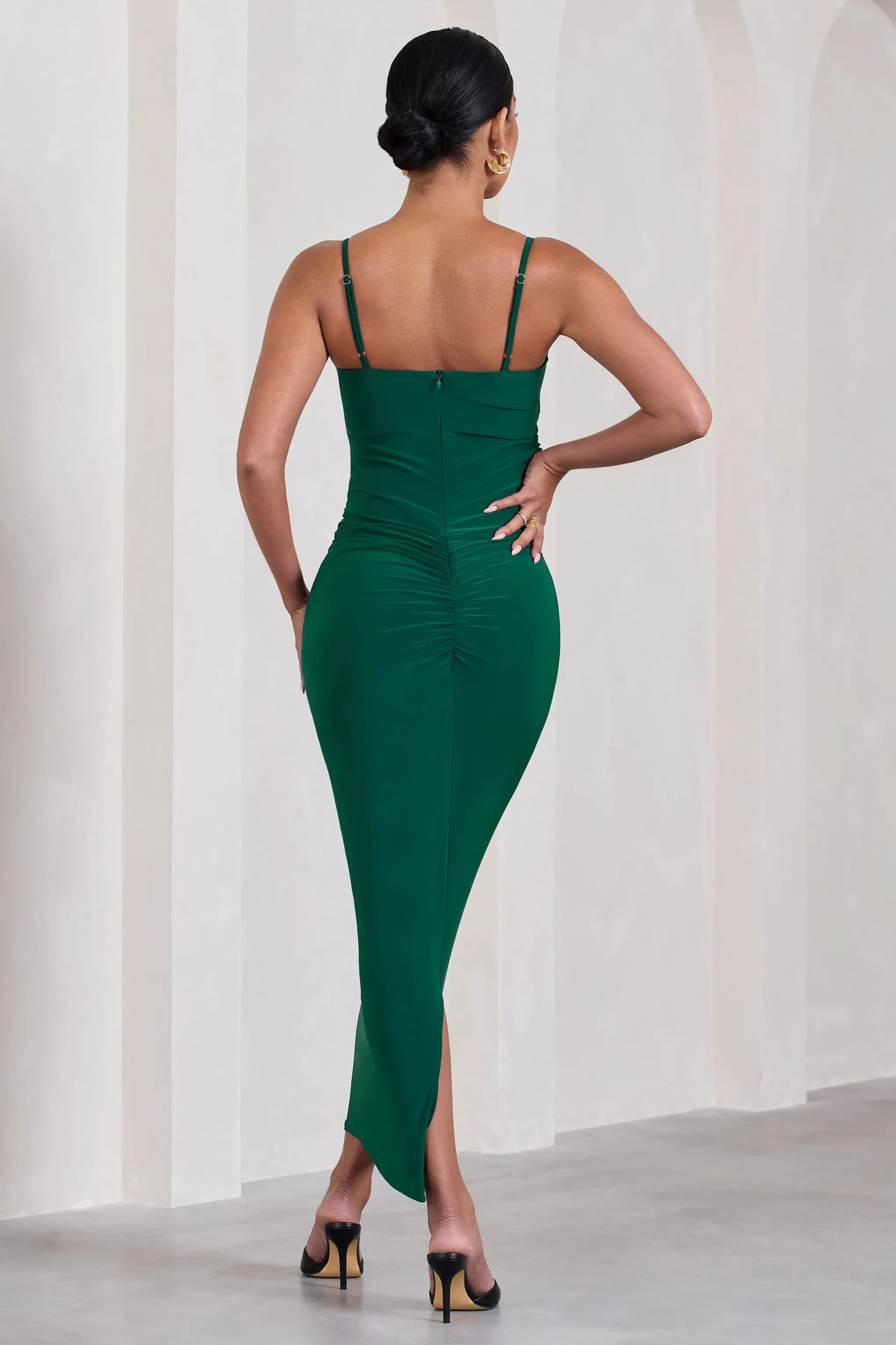 Azalea | Bottle Green Strappy Square-Neck Maternity Maxi Dress sold by Club L London product image thumbnail 2