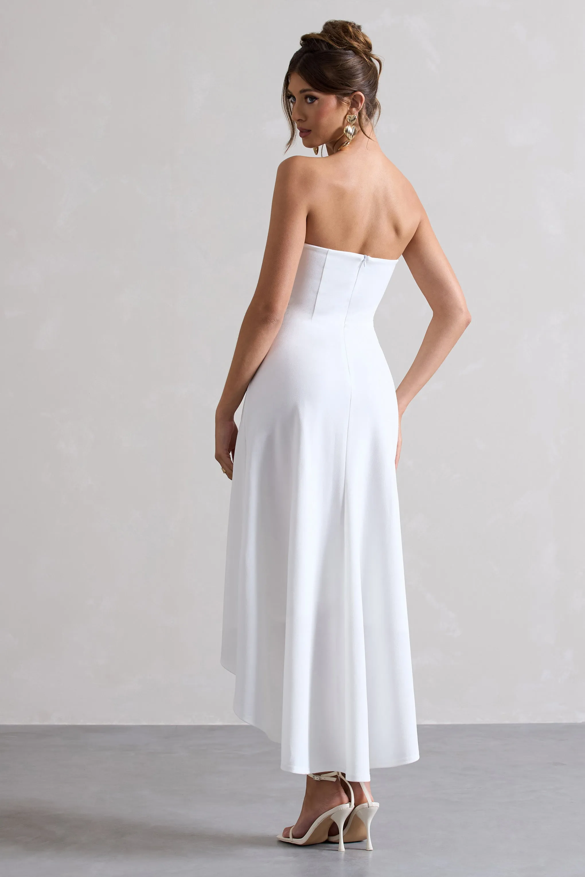 Ariela | White Bandeau High-Low Midi Dress sold by Club L London product image thumbnail 2