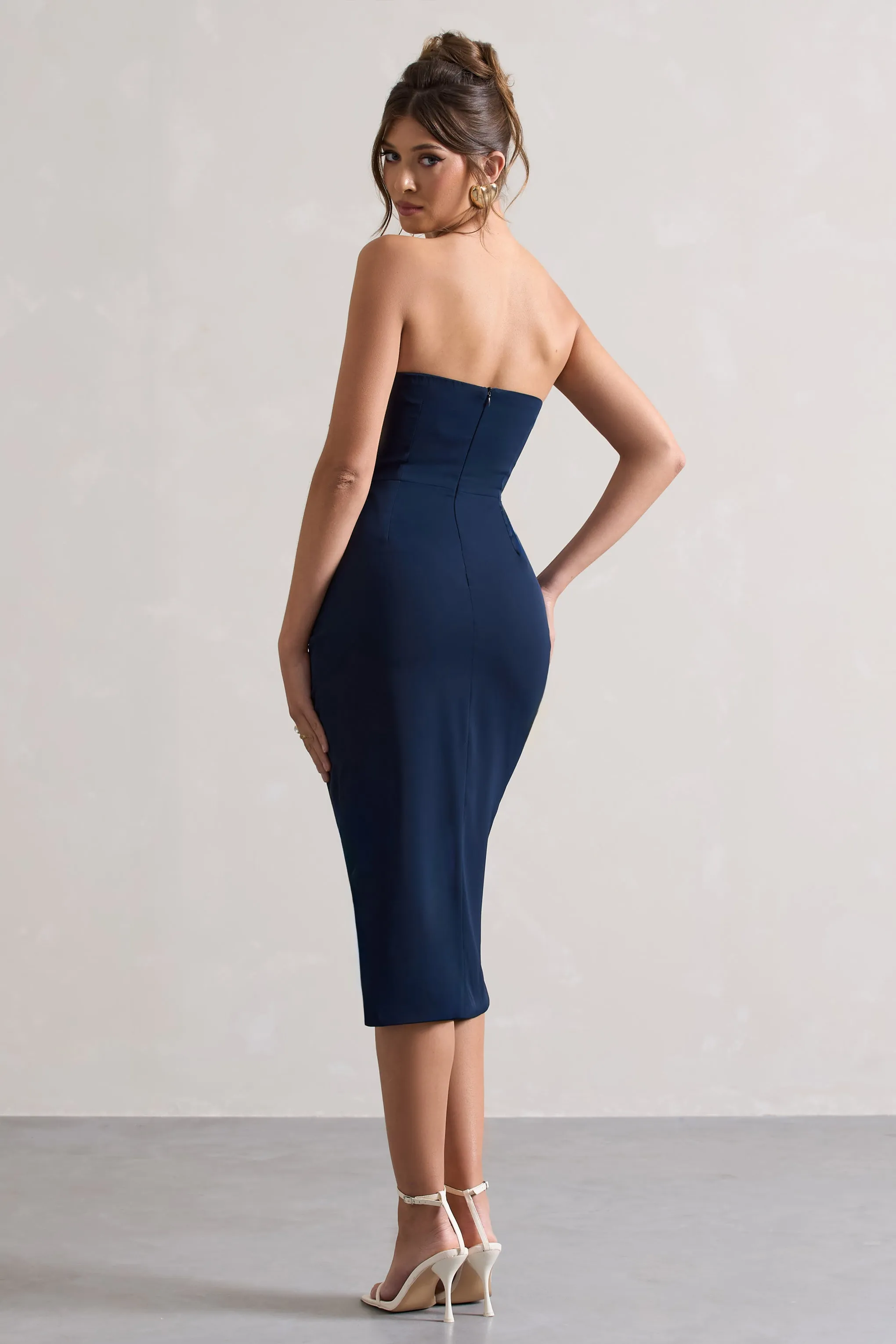 Soulmate | Navy Bandeau Midi dress sold by Club L London product image thumbnail 2