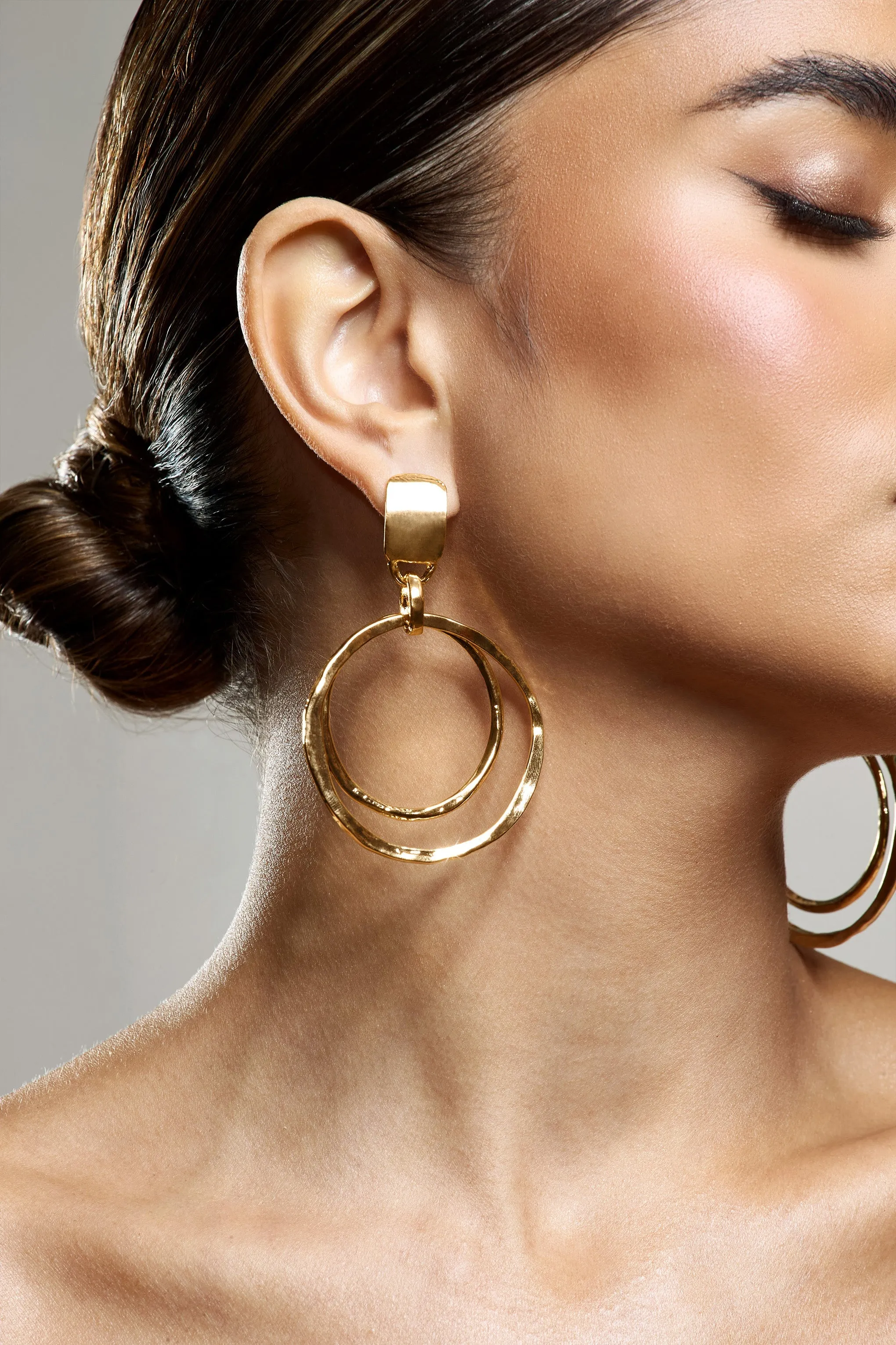 Hana | Gold Layered Circular Drop Earrings sold by Club L London product image thumbnail 4
