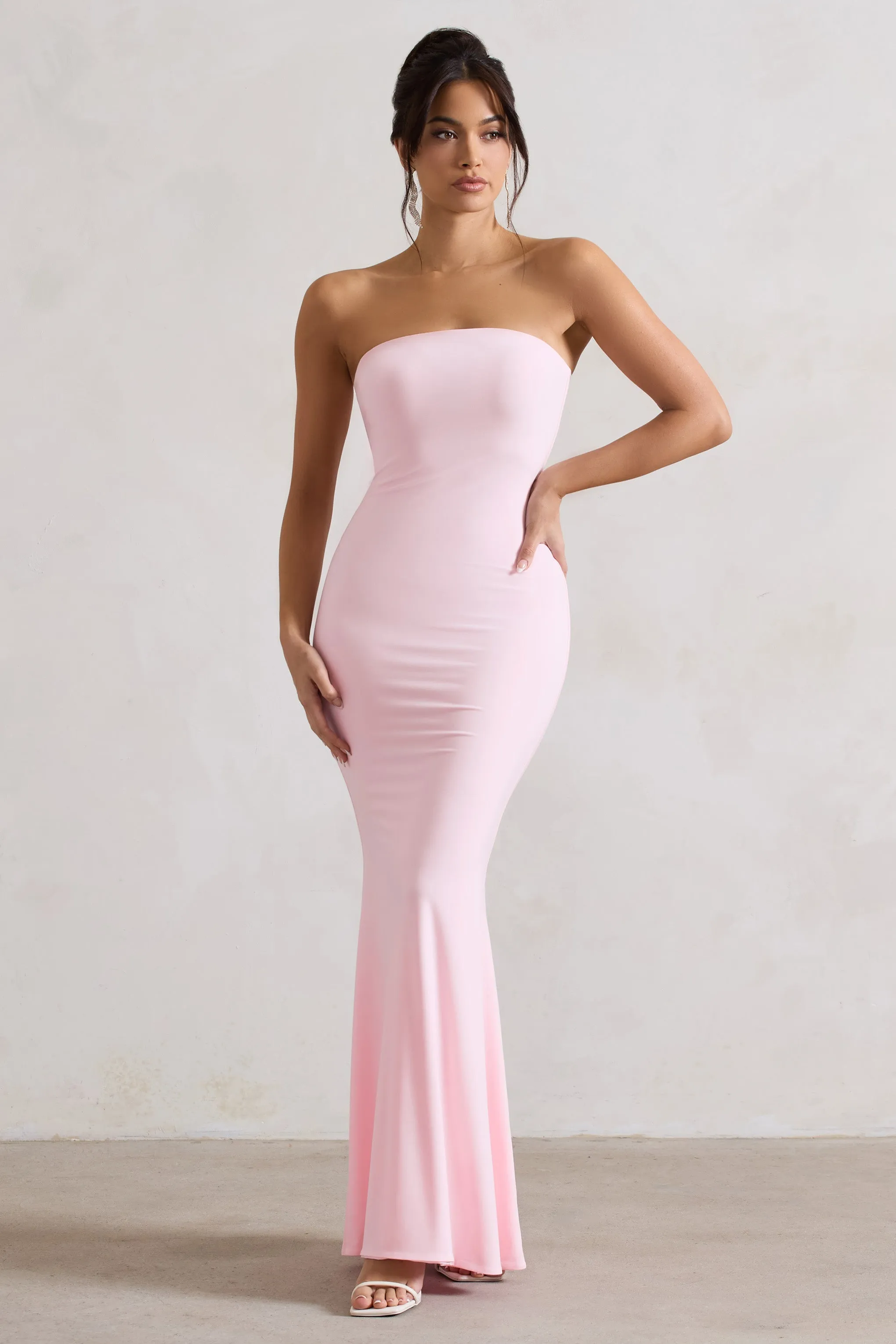 Ceremony | Pink Bandeau Maxi Dress sold by Club L London