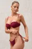 Fortune | Burgundy Pleated Chain Bikini Bottoms sold by Club L London
