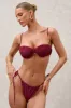 Fortune | Burgundy Pleated Chain Bikini Bottoms sold by Club L London