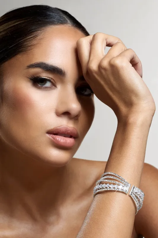 Nyra | Silver Diamante Layered Bracelet sold by Club L London