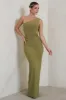 Kary | Olive Green One Shoulder Thigh Split Maxi Dress sold by Club L London