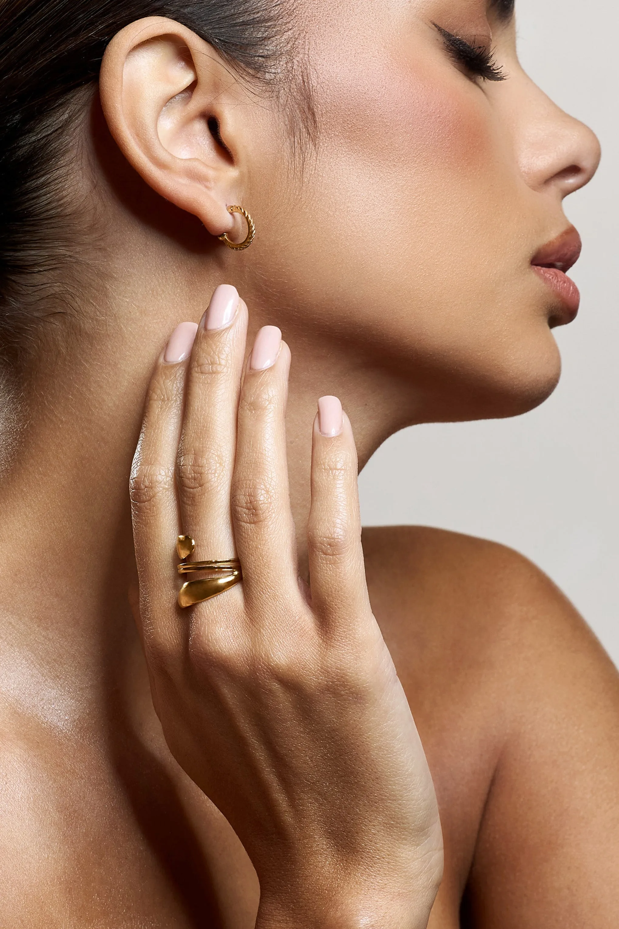 Ginny | Gold Adjustable Cluster Ring sold by Club L London product image thumbnail 2