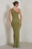 Kary | Olive Green One Shoulder Thigh Split Maxi Dress sold by Club L London