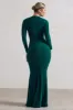 Tianna | Bottle Green Plunge-Neck Twisted Split Maxi Dress sold by Club L London