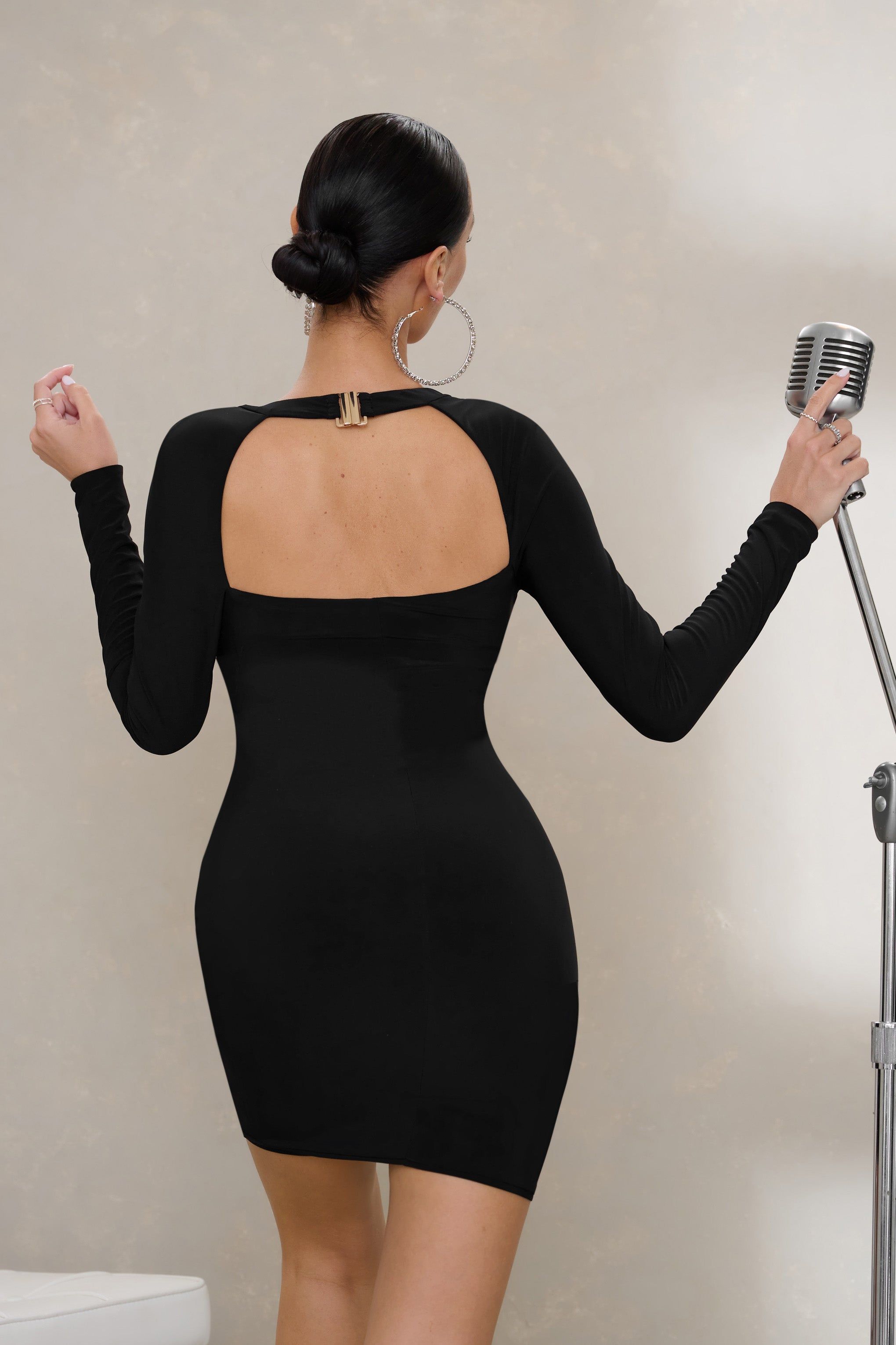 Good For You | Black Cut Out Long Sleeve Mini Dress sold by Club L London product image thumbnail 2