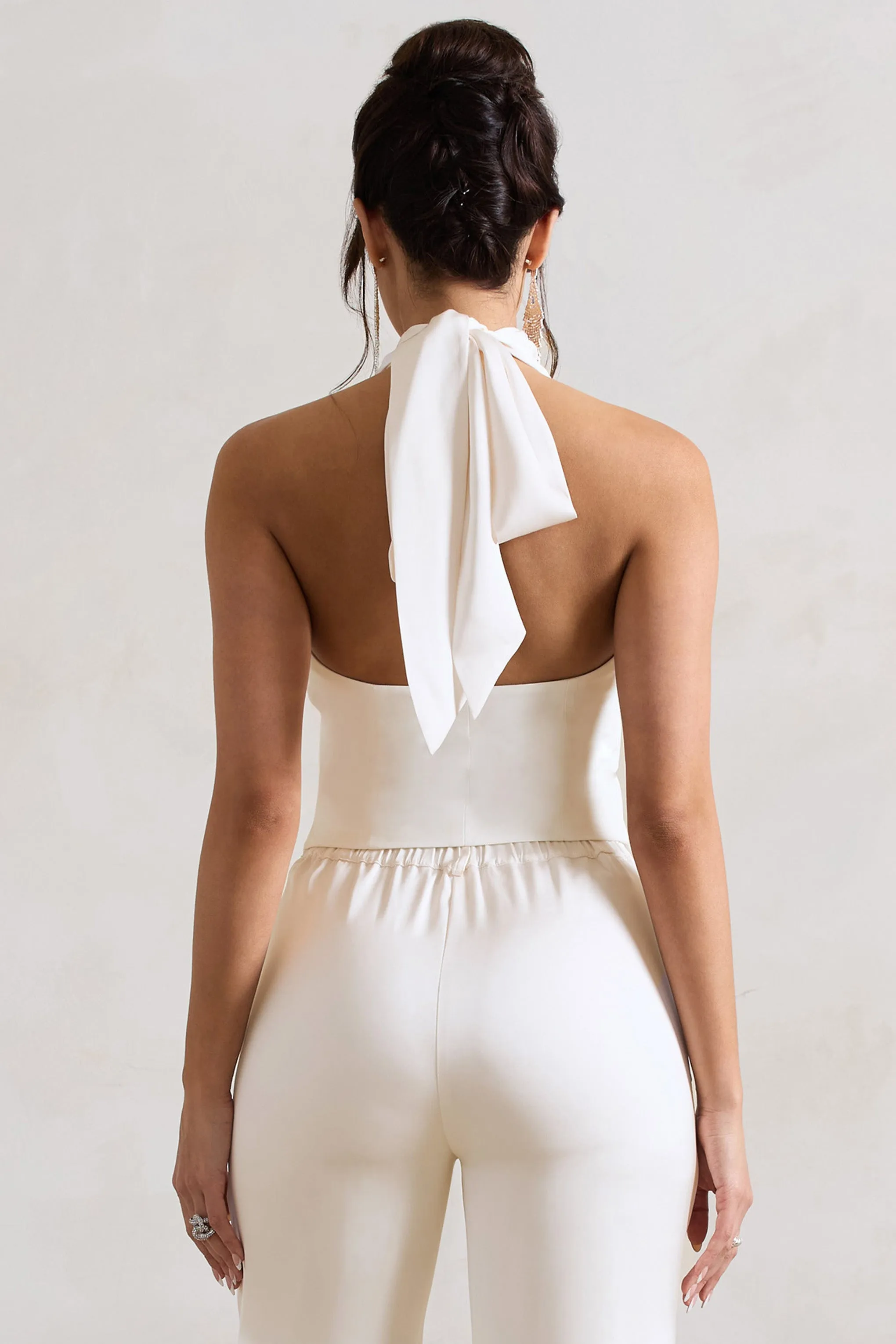 Your Day | Cream Halter-Neck Tailored Top sold by Club L London product image thumbnail 2