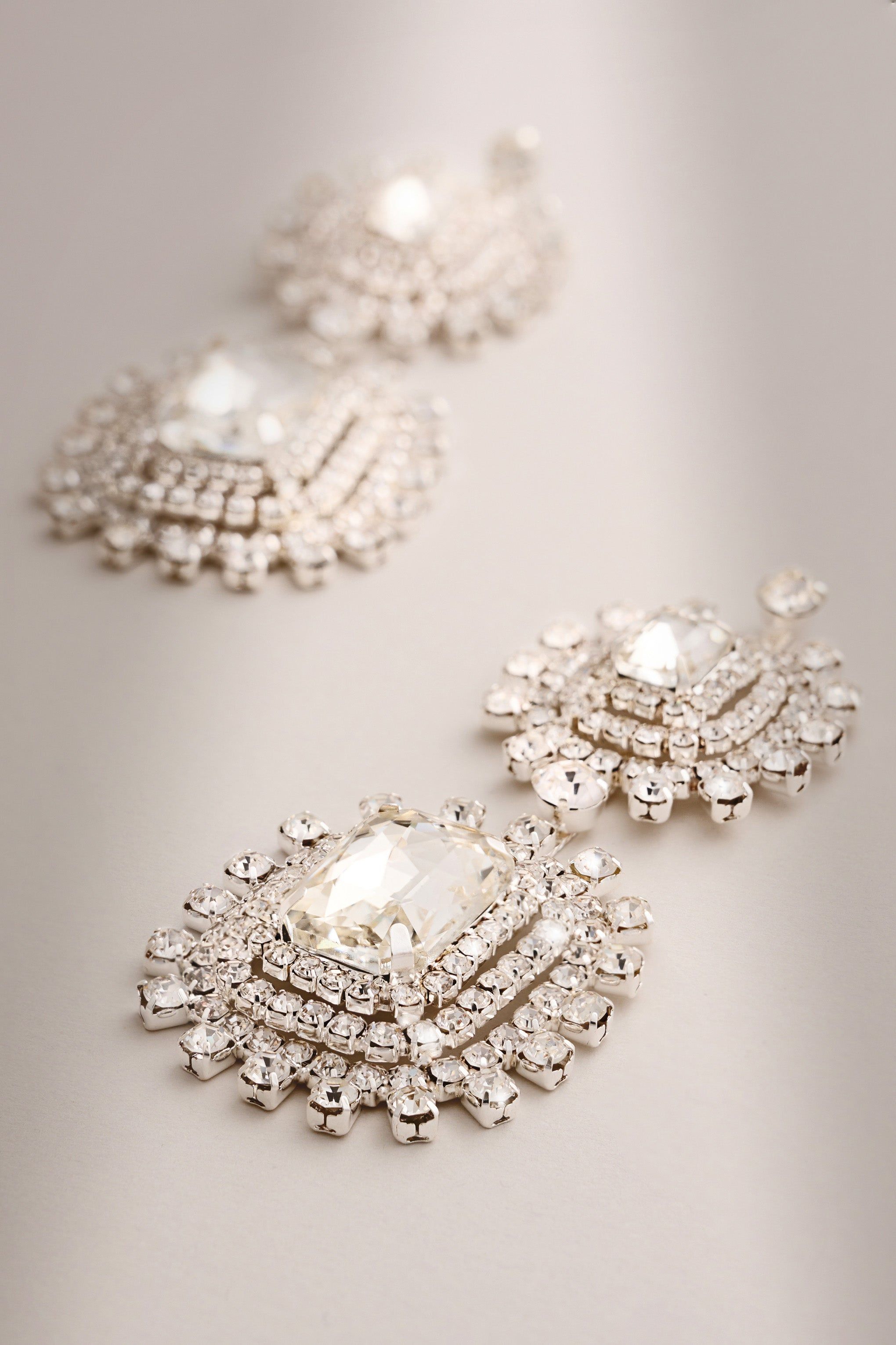 Sharie | Silver Diamante Drop Earrings sold by Club L London product image thumbnail 4