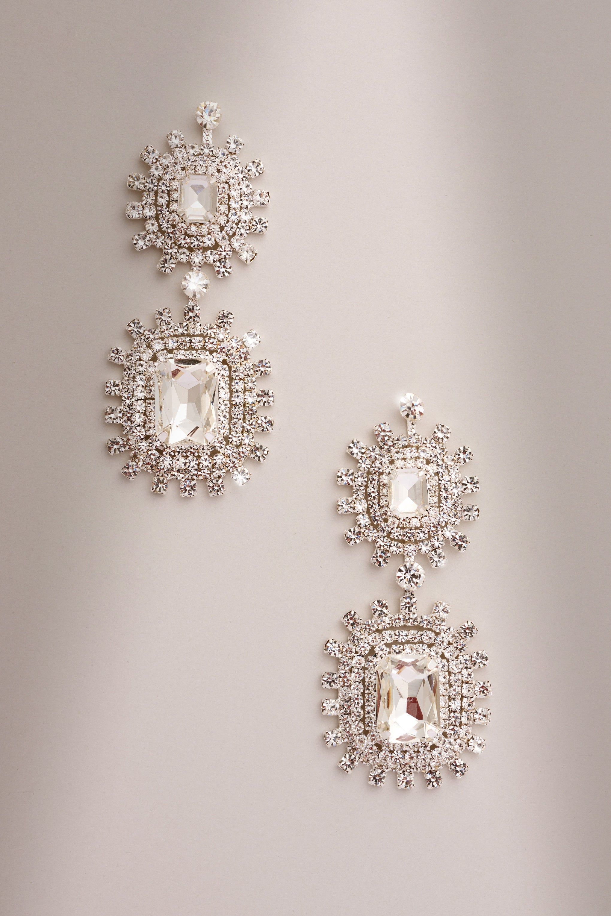 Sharie | Silver Diamante Drop Earrings sold by Club L London product image thumbnail 3