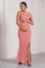 Real Love | Blush Pink Bardot Split Maternity Maxi Dress With Drape Detail sold by Club L London