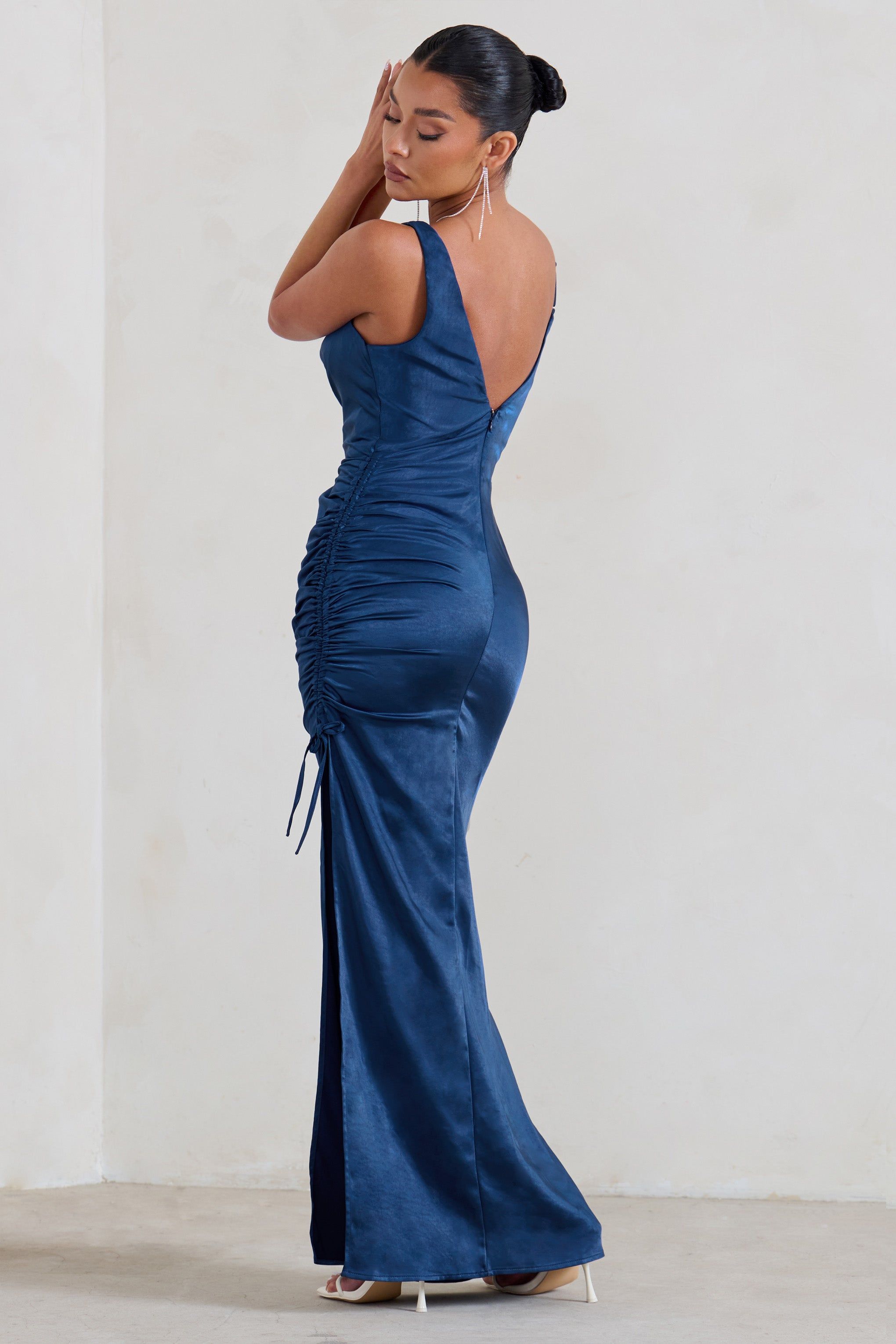 Belonging | Navy Ruched Cowl Maxi Dress sold by Club L London product image thumbnail 2