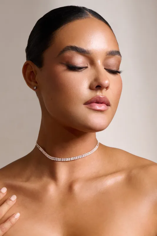 Morgan | Gold Diamante Tennis Necklace sold by Club L London