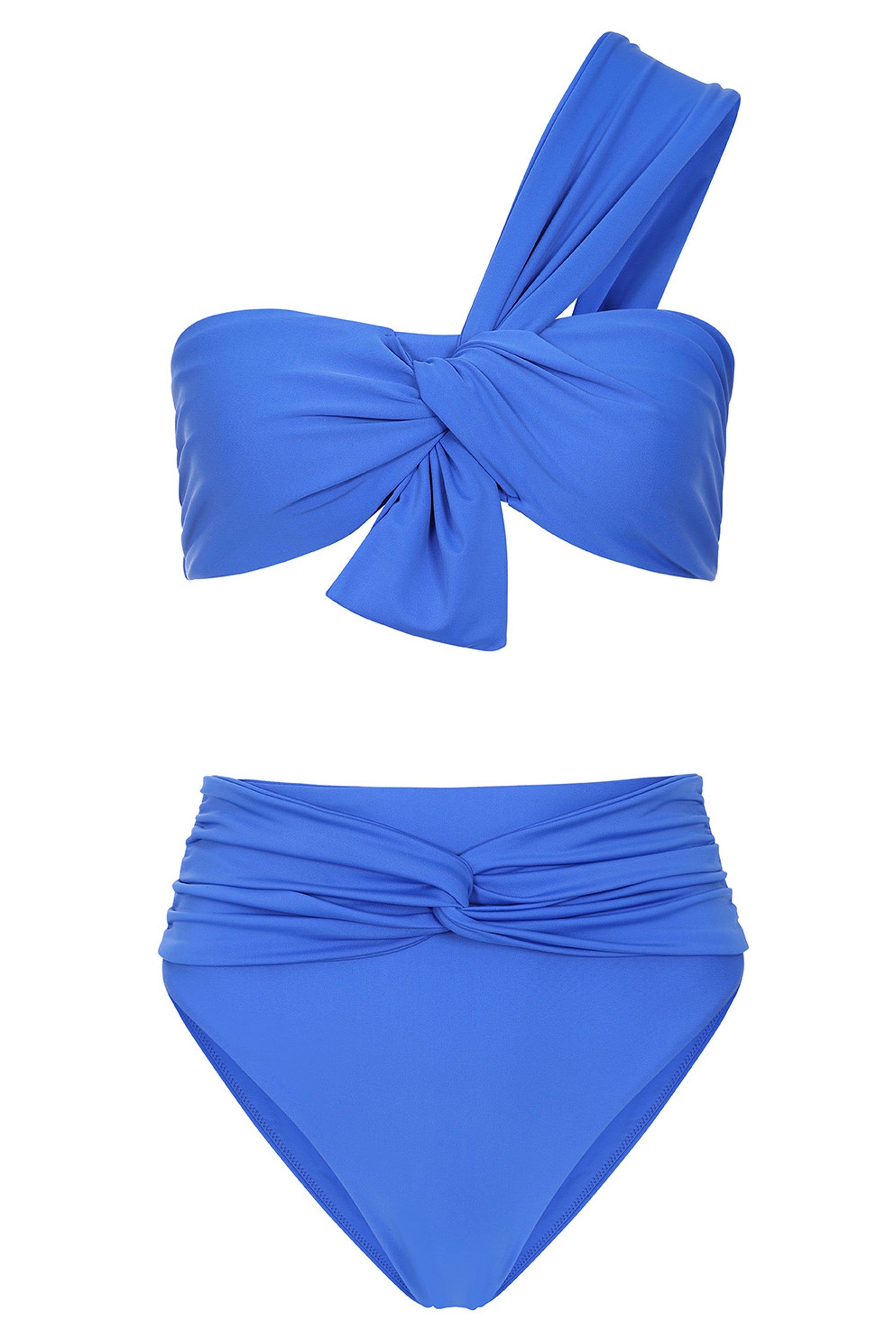 High Tide | Blue High Waisted Twist Front Bikini Bottoms sold by Club L London product image thumbnail 6