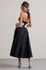 Windermere | Black Plunge Midi Dress With Floral Cut-Out sold by Club L London