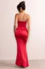 Odette | Red Satin Square Neck Corset Bow Detail Maxi Dress sold by Club L London