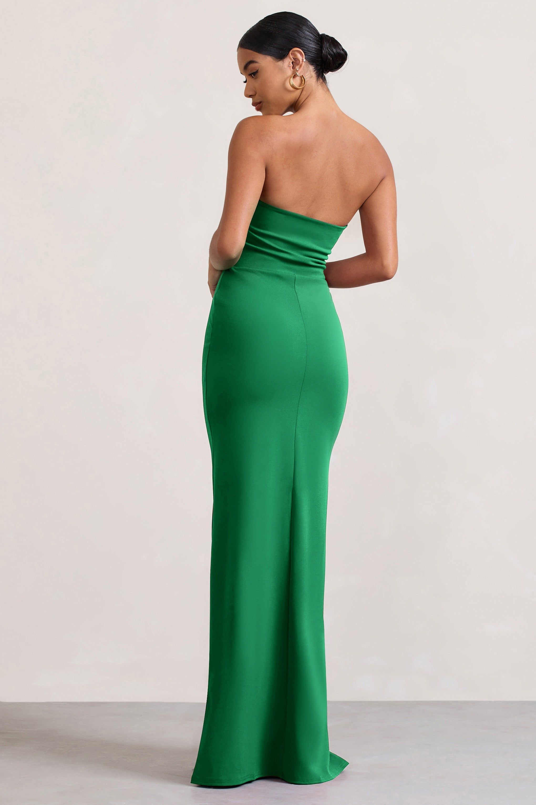 Belle of The Ball | Emerald Green Bandeau Maxi Dress With Split Hem sold by Club L London product image thumbnail 2
