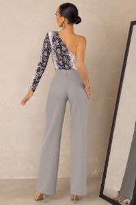 Worthy | Grey Lace-Up Detail Trousers in crepe sold by Club L London