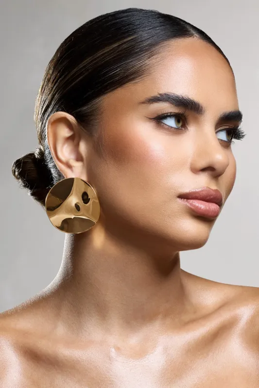 Dome | Gold Statement Disc Earrings sold by Club L London