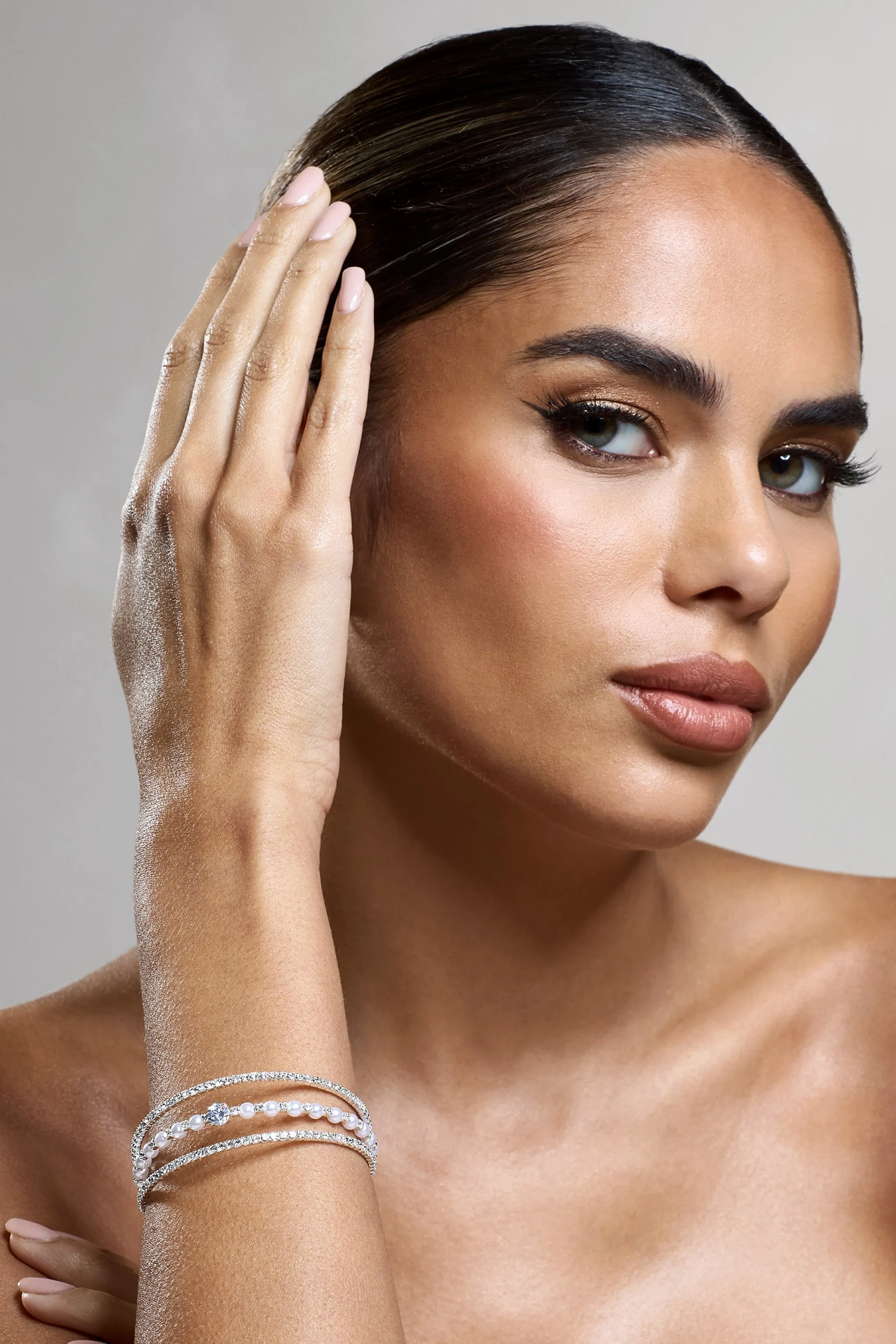 Jessa | Silver Diamante Layered Bracelet sold by Club L London product image thumbnail 4