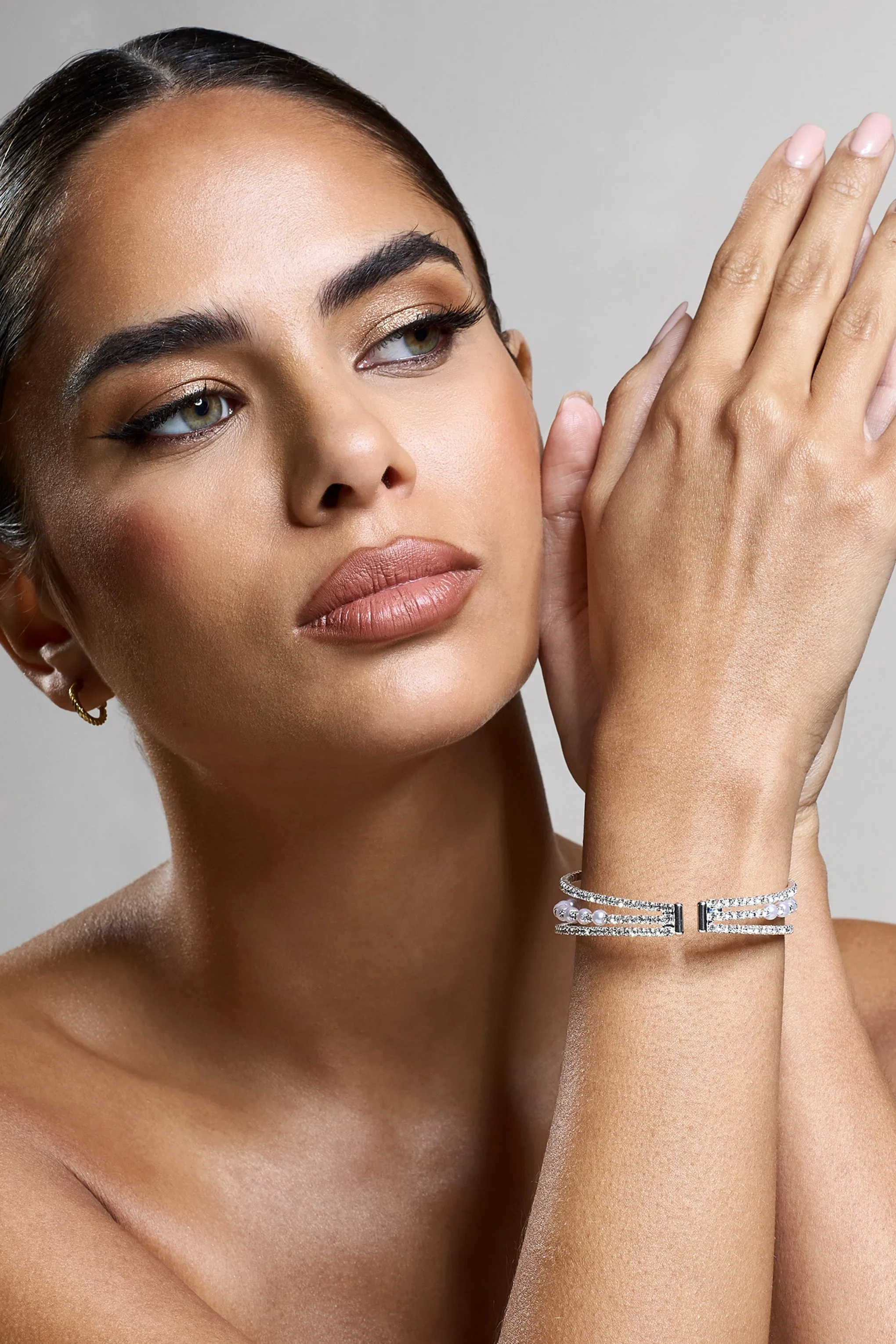 Jessa | Silver Diamante Layered Bracelet sold by Club L London product image thumbnail 5