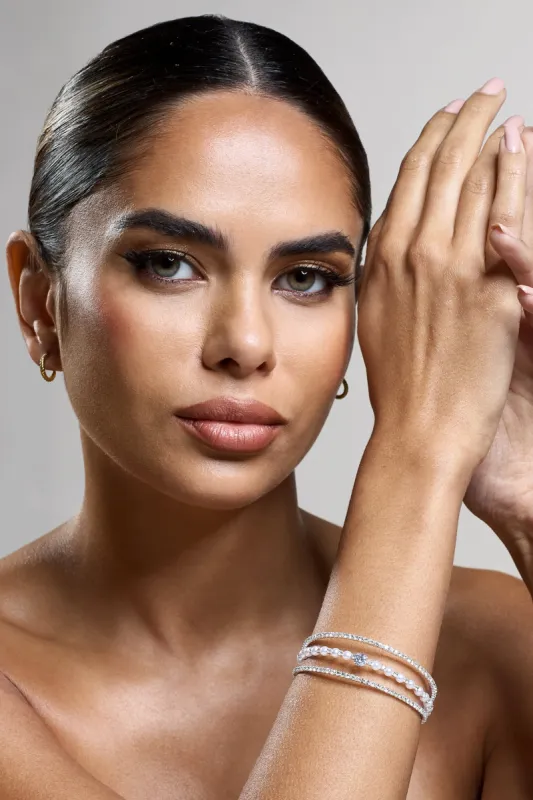 Jessa | Silver Diamante Layered Bracelet sold by Club L London