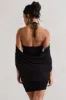 Adriana | Black Ruched Halter-Neck Draped Mini Dress With Corsage sold by Club L London