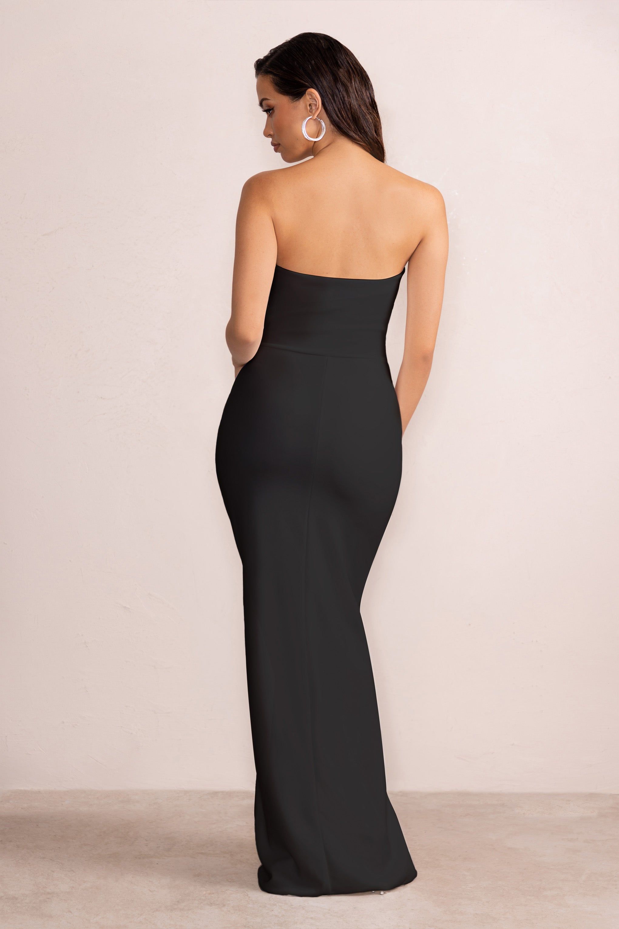 Belle of The Ball | Black Bandeau Maxi Dress With Split Hem sold by Club L London product image thumbnail 2