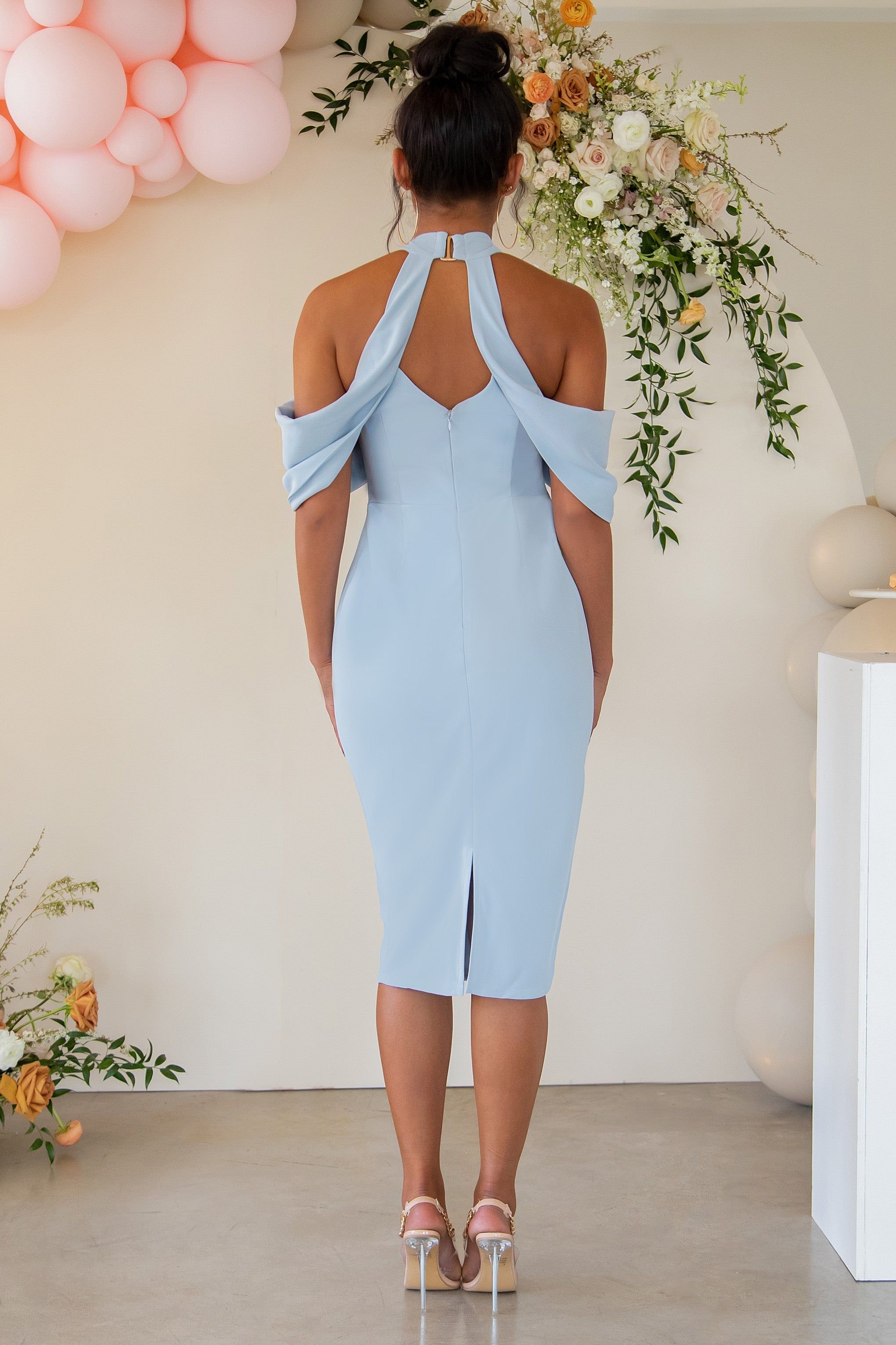 Expect Perfect | Powder Blue Maternity Halterneck Midi Dress sold by Club L London product image thumbnail 2