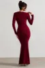 Heavy Heart | Berry Cowl-Neck Long-Sleeve Maxi Dress sold by Club L London