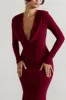 Heavy Heart | Berry Cowl-Neck Long-Sleeve Maxi Dress sold by Club L London