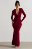 Heavy Heart | Berry Cowl-Neck Long-Sleeve Maxi Dress sold by Club L London