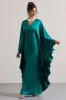 Alohi | Bottle Green Satin Plunge Cape Maxi Dress sold by Club L London