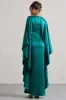 Alohi | Bottle Green Satin Plunge Cape Maxi Dress sold by Club L London