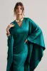 Alohi | Bottle Green Satin Plunge Cape Maxi Dress sold by Club L London
