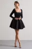 Winslet | Black Square-Neck Skater Mini Dress sold by Club L London