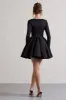 Winslet | Black Square-Neck Skater Mini Dress sold by Club L London