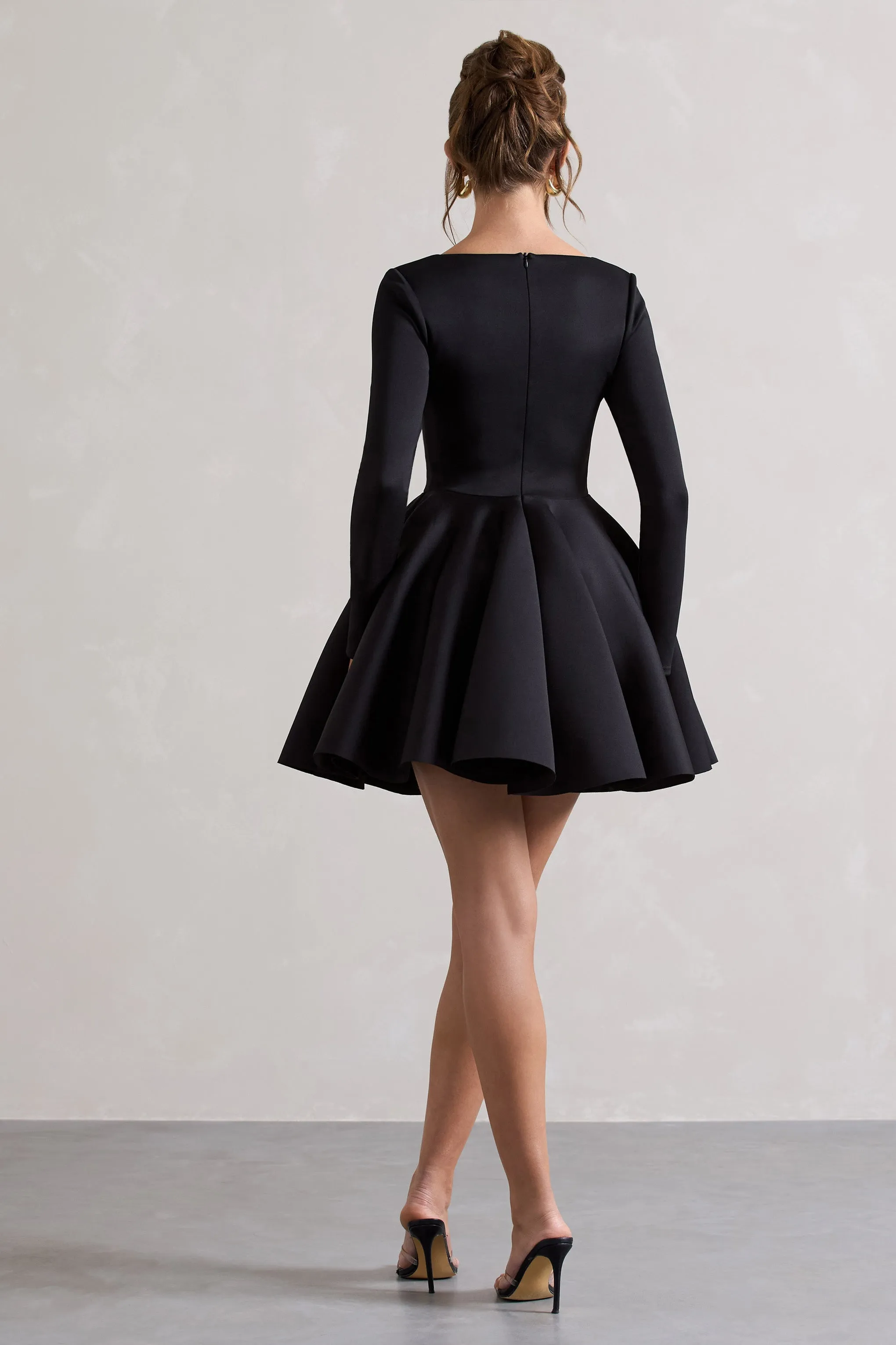 Winslet | Black Square-Neck Skater Mini Dress sold by Club L London product image thumbnail 2
