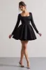 Winslet | Black Square-Neck Skater Mini Dress sold by Club L London